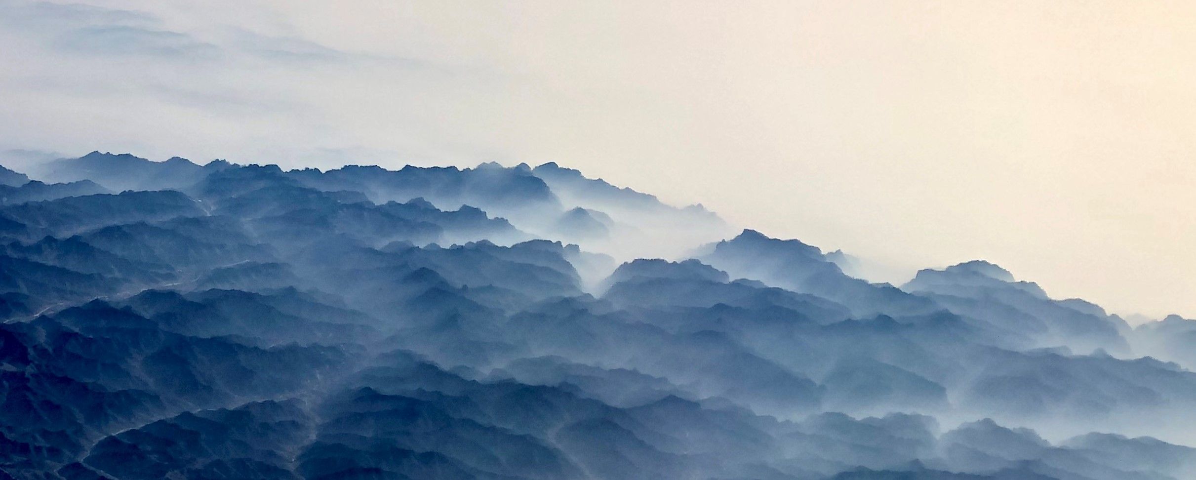 Like a Chinese watercolor painting - Mongolian dawn shot from above